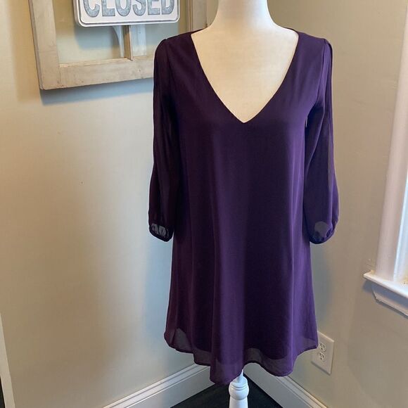 𝅺LULUS Shifting Dears Plum Purple Long Sleeve Dress - Picture 3 of 7